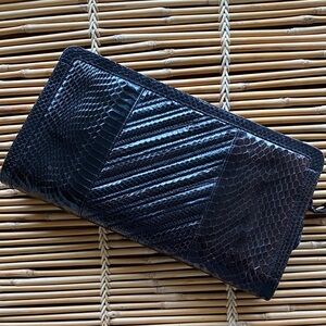 Vintage Black Genuine Snake Skin Oversize Clutch